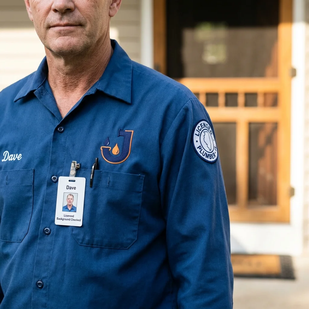 Licensed plumber showing ID badge in Montrose, PA