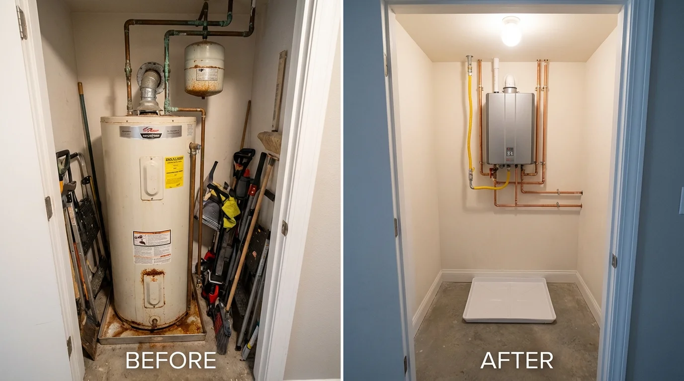Tank water heater versus wall-mounted tankless unit comparison for Montrose, PA homeowners